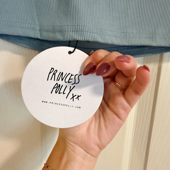 Blue Ribbed Open Back Women's Top - Picture 3 of 5